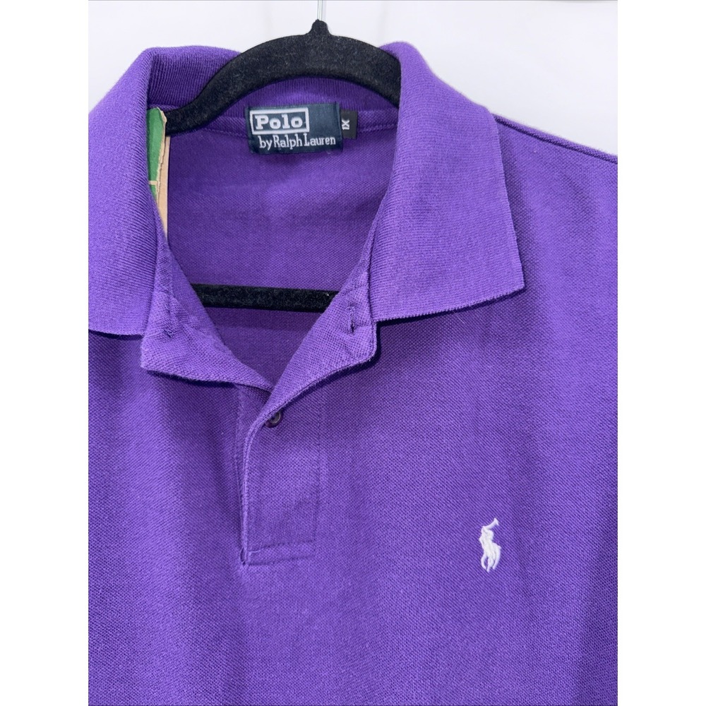 Polo Ralph Lauren Mens Long Sleeve Mesh Polo Shirt 100% Cotton Purple 1X BIG - Picture 2 of 5
